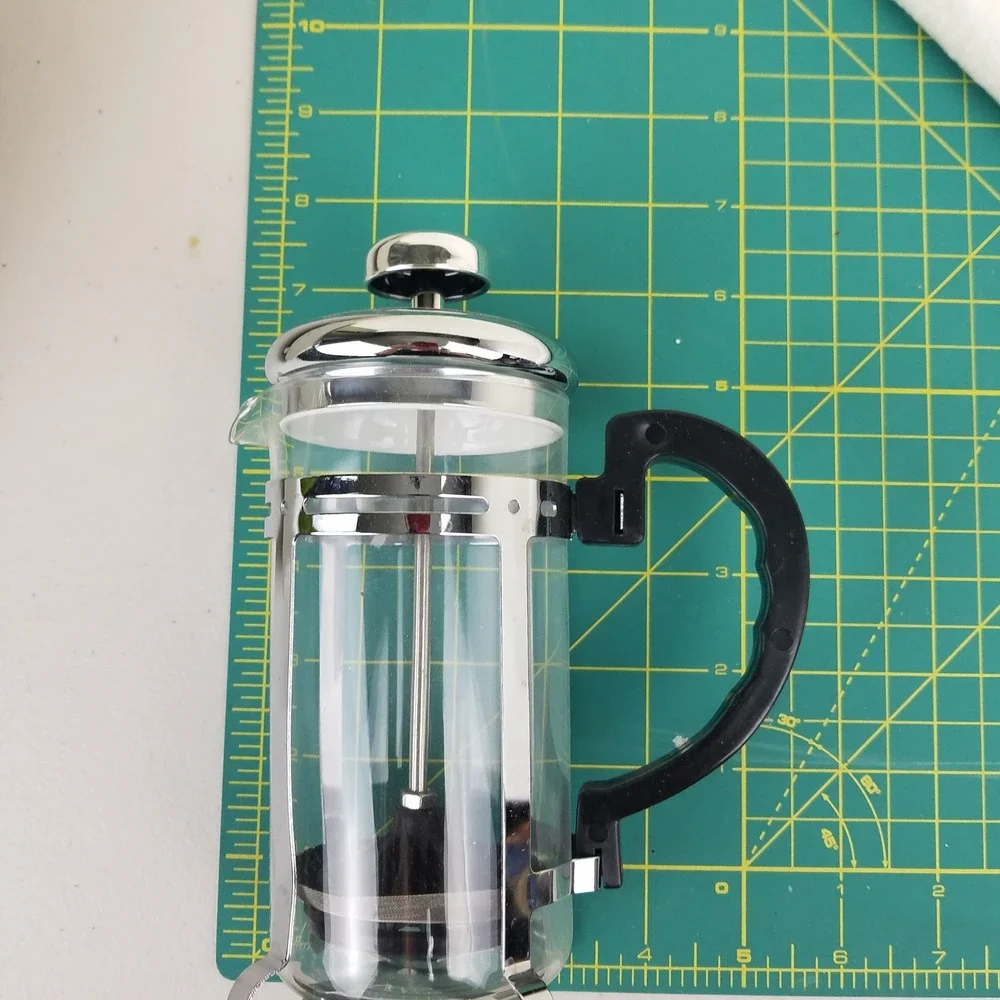 French Press Coffee Maker, Silver Chrome Accent sm‎ 2 cup personal 14 oz - Picture 8 of 8